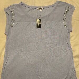 Women’s short sleeve shirt Lilac with crystal detail
